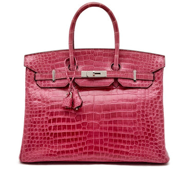 Rose Scheherazade Shiny Porosus Crocodile Birkin 35 Palladium Hardware, 2008