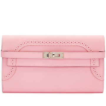 Rose Sakura Swift Ghillies Kelly Wallet Palladium Hardware, 2015