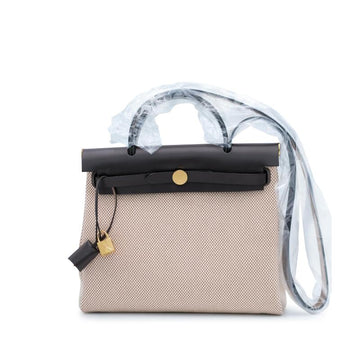 Ebene Vache and Ecru Toile Herbag Zip 31 Gold Hardware, 2023