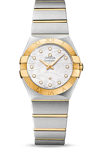 Omega Constellation Quartz 27 mm Watch - 27.0 mm Steel And Yellow Gold Case - Mother-Of-Pearl Diamond Dial - Steel Bracelet - 123.20.27.60.55.005