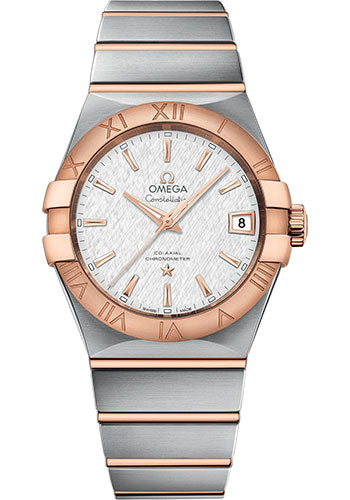 Omega Constellation Co-Axial Watch - 38 mm Steel And Red Gold Case - White -Silvery Dial - 123.20.38.21.02.007