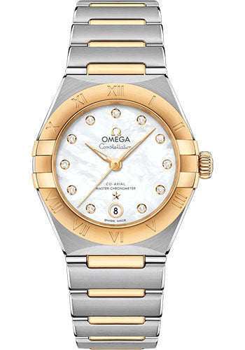 Omega Constellation Manhattan Co-Axial Master Chronometer Watch - 29 mm Steel And Yellow Gold Case - Mother-Of-Pearl Diamond Dial - 131.20.29.20.55.002