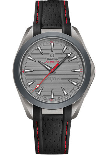 Omega Seamaster Aqua Terra 150M Omega Co-Axial Master Chronometer "Ultra Light" - 41 mm Titanium Case - Titanium Dial - Black And Red Rubber Strap - 220.92.41.21.06.001