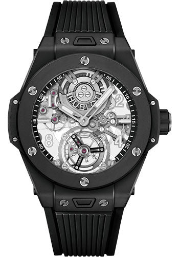 Hublot Big Bang Tourbillon Automatic Black Magic Watch - 45 mm - Sapphire Dial - Black Rubber Strap - 419.CI.0170.RX