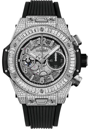 Hublot Big Bang Unico Titanium Jewellery Watch - 44 mm - Black Skeleton Dial - Black Rubber Strap - 421.NX.1170.RX.0904