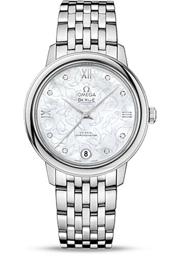 Omega De Ville Prestige Co-Axial Watch - 32.7 mm Steel Case - Mother-Of-Pearl Diamond Dial - 424.10.33.20.55.001