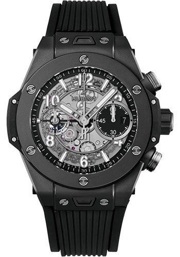 Hublot Big Bang Unico Black Magic Watch - 42 mm - Black Skeleton Dial - Black Structured Rubber Strap - 441.CI.1171.RX