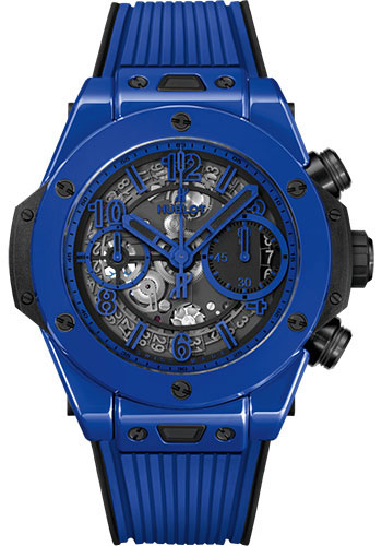 Hublot Big Bang Unico Blue Magic Watch - 42 mm - Blue And Black Skeleton Dial - Black and Blue Rubber Strap - 441.ES.5119.RX