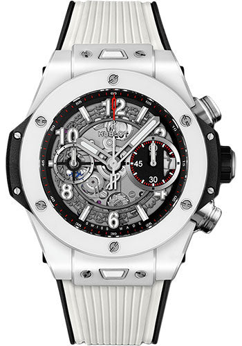 Hublot Big Bang Unico White Ceramic 42mm Watch - 42 mm - Black Skeleton Dial - 441.HX.1170.RX