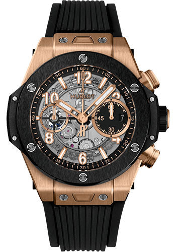 Hublot Big Bang Unico King Gold Ceramic Watch - 42 mm - Black Skeleton Dial - Black Rubber Strap - 441.OM.1181.RX