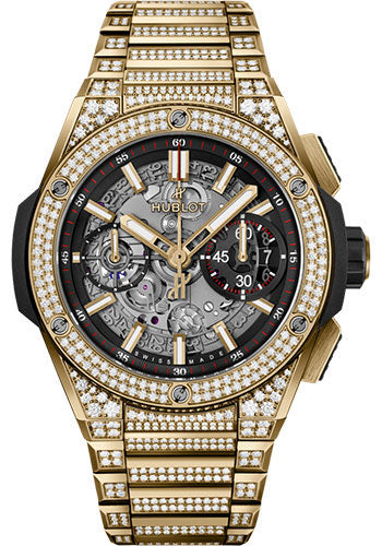 Hublot Big Bang Integrated Yellow Gold PavŽ Watch - 42 mm - Black Skeleton Dial - 451.VX.1130.VX.3704