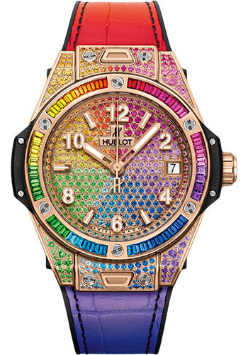 Hublot Big Bang One Click Rainbow King Gold Watch - 39 mm - Gem Set Dial - 465.OX.9910.LR.0999