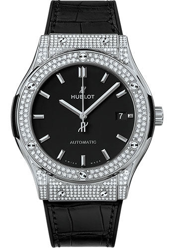 Hublot Classic Fusion Titanium PavŽ Watch - 45 mm - Black Dial - 511.NX.1171.LR.1704