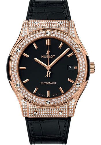 Hublot Classic Fusion King Gold PavŽ Watch - 45 mm - Black Dial - 511.OX.1181.LR.1704