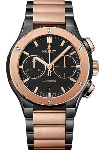 Hublot Classic Fusion Chronograph Ceramic King Gold Bracelet Watch - 45 mm - Black Dial - 520.CO.1180.CO