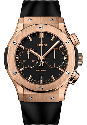 Hublot Classic Fusion Chronograph King Gold Watch - 45 mm - Black Dial - Black Lined Rubber Strap - 521.OX.1181.RX