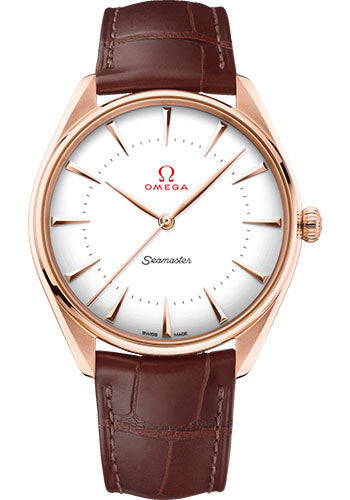 Omega Specialities Olympic Official Timekeeper Watch - 39.5 mm Sedna Gold Case - Eggshell White Enamel Dial - Leather Strap - 522.53.40.20.04.003