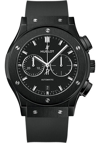 Hublot Classic Fusion Chronograph Black Magic Watch - 42 mm - Black Dial - Black Lined Rubber Strap - 541.CM.1171.RX