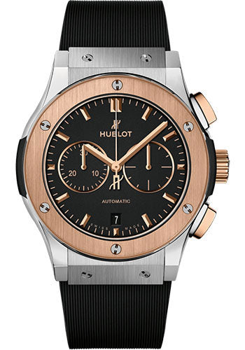 Hublot Classic Fusion Chronograph Titanium King Gold Watch - 42 mm - Black Dial - Black Lined Rubber Strap - 541.NO.1181.RX