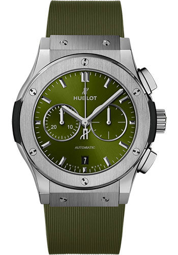 Hublot Classic Fusion Chronograph Titanium Green Watch - 42 mm - Green Dial - Green Lined Rubber Strap - 541.NX.8970.RX