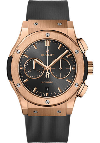 Hublot Classic Fusion Racing Grey Chronograph King Gold Watch - 42 mm - Gray Dial - Gray Lined Rubber Strap - 541.OX.7080.RX