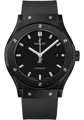 Hublot Classic Fusion Black Magic Watch - 42 mm - Black Dial - Black Lined Rubber Strap - 542.CM.1171.RX