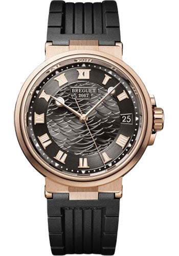 Breguet Marine 5517 - Rose Gold Case - Black Dial - Black Rubber Strap - 5517BR/G3/5ZU