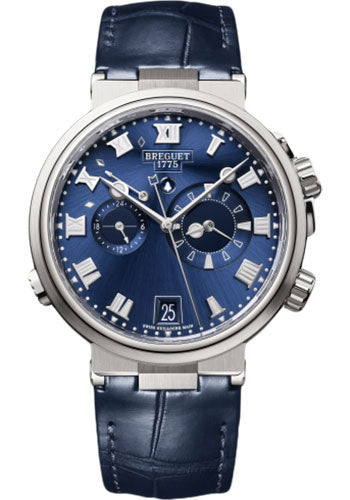 Breguet Marine Alarme Musicale 5547 - Titanium Case - Blue Dial - Blue Leather Strap - 5547TI/Y1/9ZU