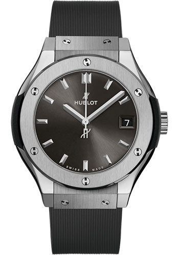 Hublot Classic Fusion Racing Grey Titanium Watch - 33 mm - Gray Dial - Gray Lined Rubber Strap - 581.NX.7071.RX