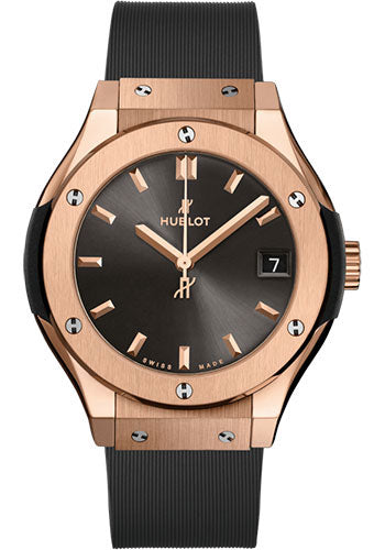 Hublot Classic Fusion Racing Grey King Gold Watch - 33 mm - Gray Dial - Gray Lined Rubber Strap - 581.OX.7081.RX