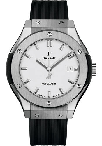 Hublot Classic Fusion Titanium Opalin Watch - 33 mm - Opaline Ed Dial - Black Rubber and Leather Strap - 582.NX.2610.RX