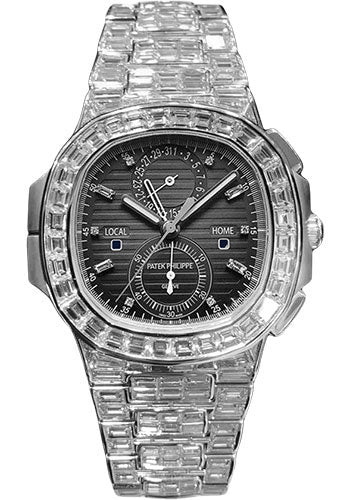 Patek Philippe Nautilus Travel Time Chronograph - White Gold Diamond Case - 5990/1400G-001