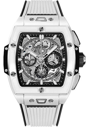 Hublot Spirit of Big Bang White Ceramic Watch - 42 mm - Sapphire Dial - Black and White Rubber Strap - 642.HX.0170.RX