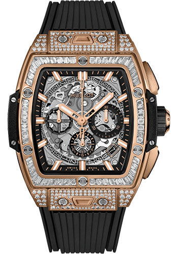 Hublot Spirit of Big Bang King Gold Jewellery Watch - 42 mm - Sapphire Crystal Dial - Black Rubber Strap - 642.OX.0180.RX.0904