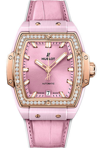 Hublot Spirit Of Big Bang Pink Ceramic King Gold Diamonds Watch - 39 mm - Pink Dial - 665.RO.891P.LR.1204