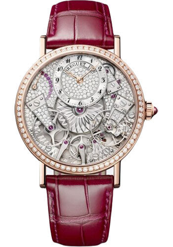 Breguet Tradition 7035 - Rose Gold Case - Diamond Paved Dial - Red Leather Strap Limited Edition of 88 - 7035BR/D8/9V6/D00D