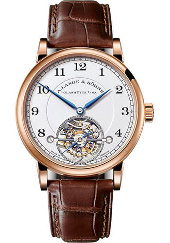 A. Lange & Söhne 1815 Tourbillon Watch - 39.5mm Pink Gold Case - Silver Dial - Brown Alligator Strap