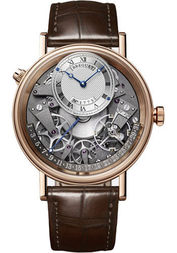 Breguet Tradition Quanti�me RŽtrograde 7597 - Rose Gold Case - Silver Dial - Brown Leather Strap - 7597BR/G1/9WU