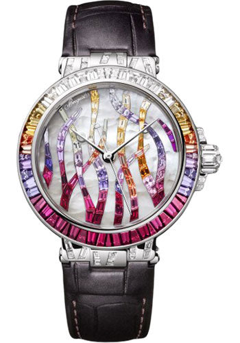 Breguet Marine Haute Joaillerie 9509 Ruby Poseidonia - White Gold Case - Mother-Of-Pearl Dial - Black Leather Strap - 9509BB/5R/984/RD0R