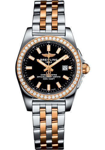 Breitling Galactic 29 Sleek Watch - Steel & rose Gold, gem-set bezel - Trophy Black Dial - Steel And Rose Gold Bracelet - C7234853/BF32/791C