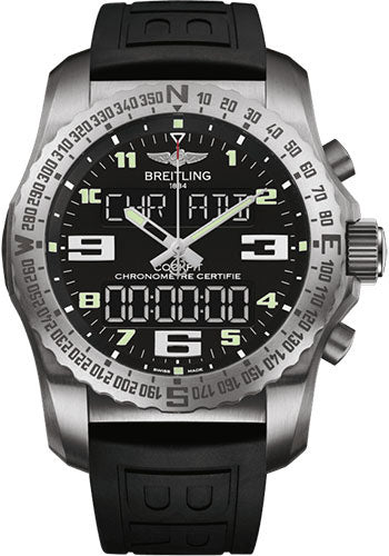 Breitling Cockpit B50 Watch - Titanium - Volcano Black Dial - Black Diver Pro III Strap - Folding Buckle - EB5010221B1S1