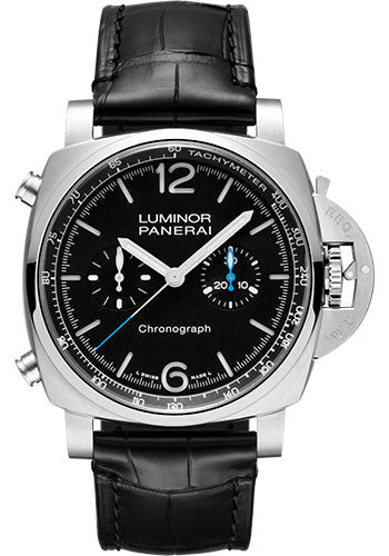 Panerai Luminor Chrono - 44mm Brushed Steel Case - Black Dial - PAM01109