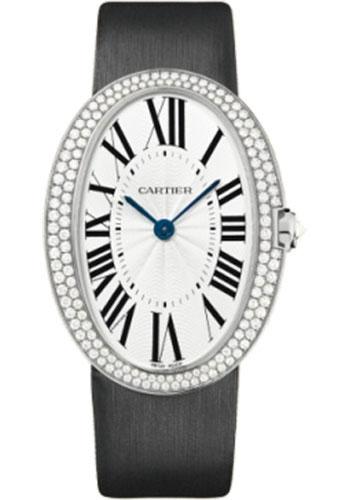 Cartier Baignoire Watch - Large White Gold Diamond Case - Fabric Strap - WB520009