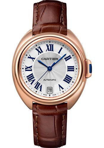 Cartier Cle de Cartier Watch - 35 mm Pink Gold Case - Silver Dial - Brown Alligator Strap - WGCL0013