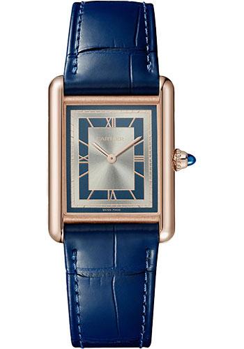 Cartier Tank Louis Cartier Watch - 33.7 mm x 25.5 mm Rose Gold Case - Silvery Blue Dial - Navy Blue Alligator Strap - WGTA0058