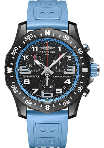 Breitling Endurance Pro Watch - Breitlight® - Black Dial - Blue Rubber Strap - Tang Buckle - X82310281B1S1