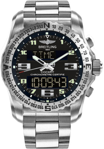 Breitling Cockpit B50 Watch - 46mm Titanium Case - Volcano Black Dial - Titanium Professional III Bracelet - EB501022/BD40/176E