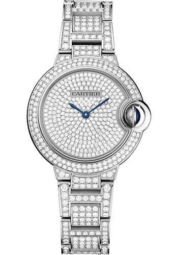 Cartier Ballon Bleu de Cartier Watch - 33 mm White Gold Diamond Case - Diamond Paved Dial - Diamond Bracelet - HPI00562