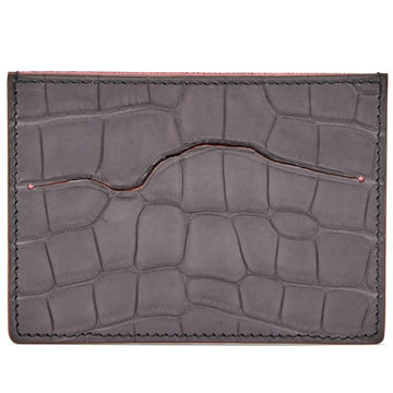 Matte Black Alligator and Rose Confetti Petit H Card Holder