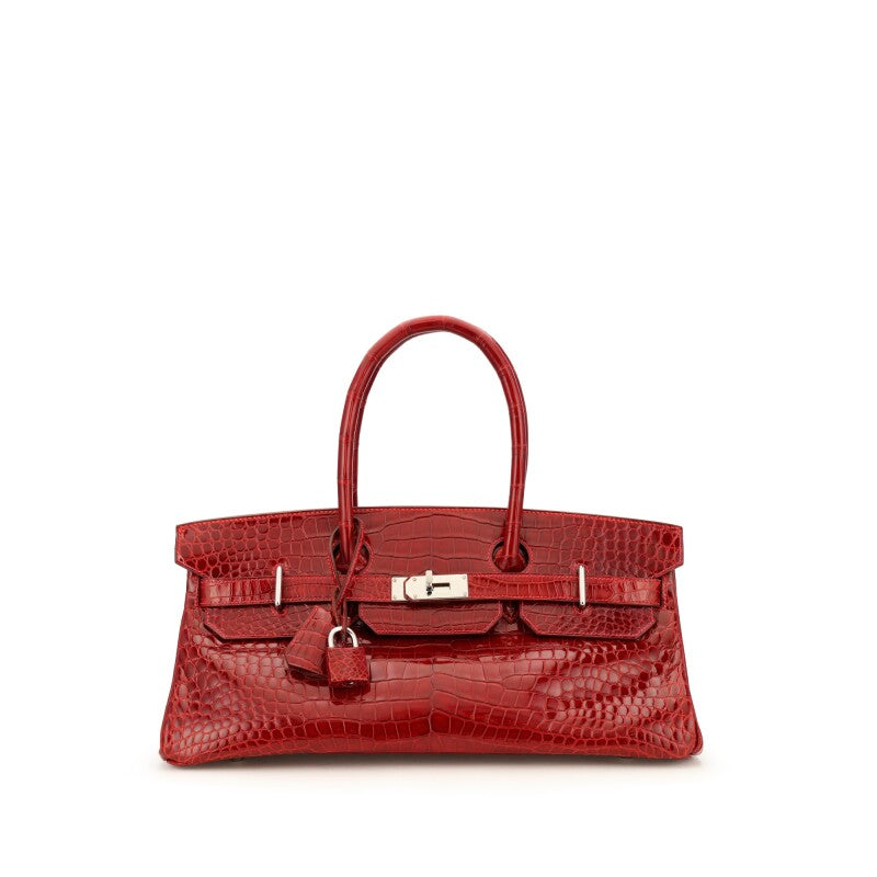 Rouge H Shiny Crocodile Porosus JPG Shoulder Birkin 42 Palladium Hardware, 2007